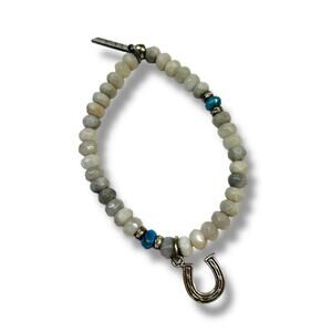 Liv N‎ Grace Stretch Stone Beaded Bracelet Horseshoe Charm